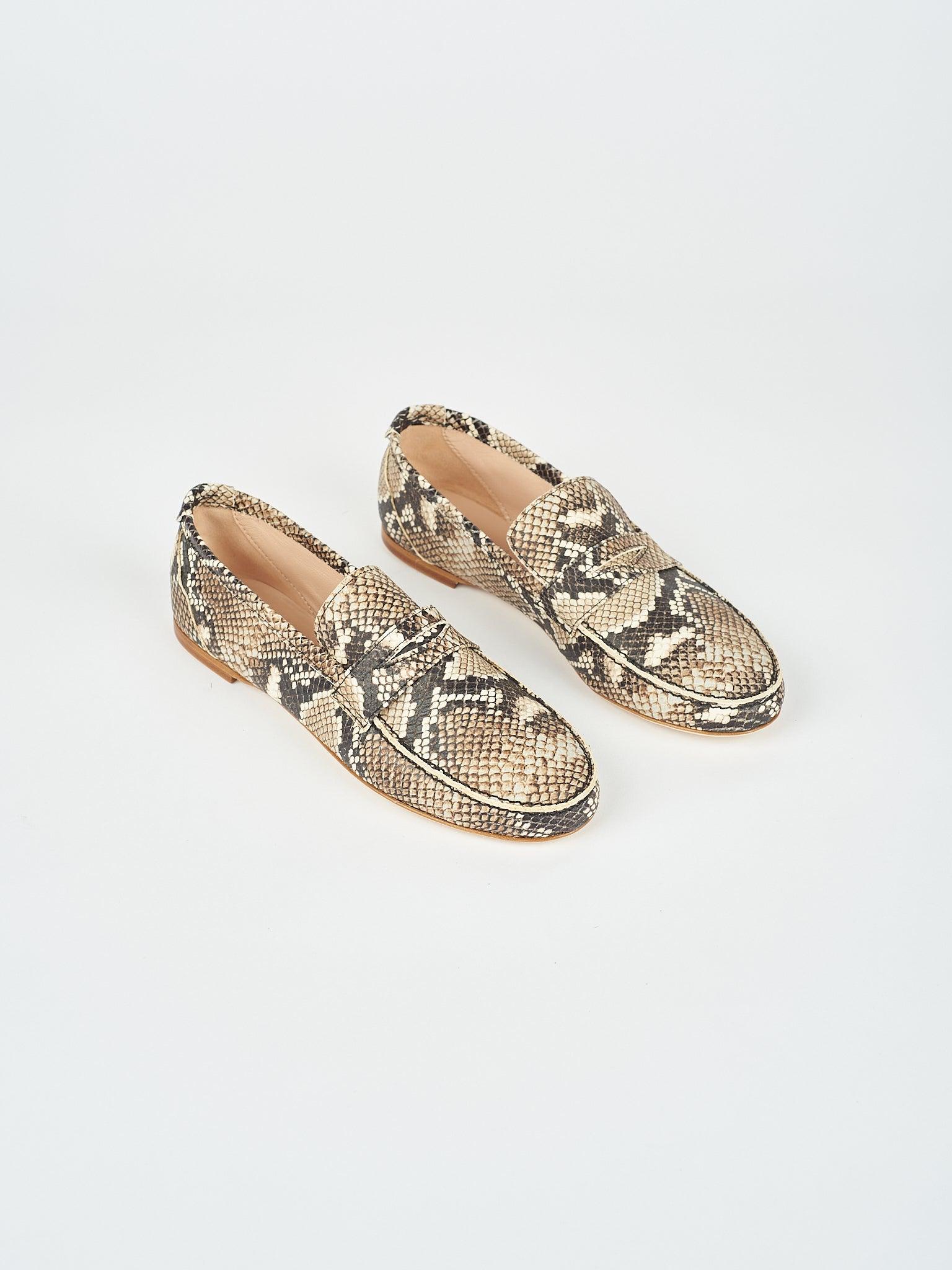 The Penny Loafer in Embossed Python Angled Front View