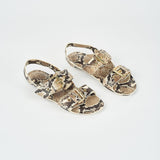 Double Buckle Sandal in Embossed Python Angled Front View