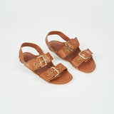 The Double Buckle Sandal in Cognac