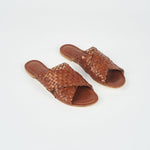 The Woven Strap Slide in Brown Angled Front View