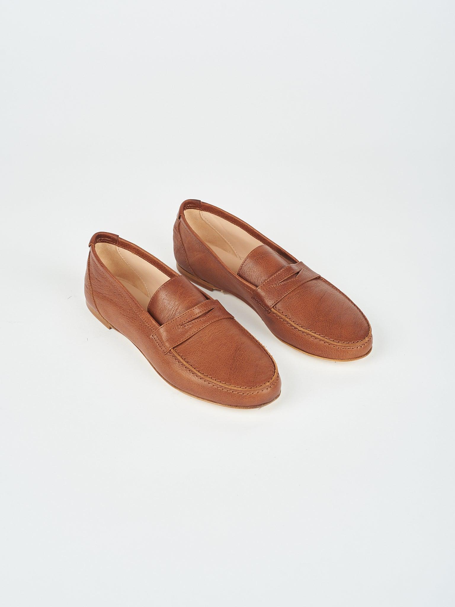 The Penny Loafer in Brown Angled Front View