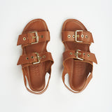 The Double Buckle Sandal in Cognac