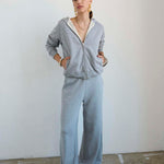 The Wide Leg Terry Trouser in Heather Grey