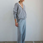 The Wide Leg Terry Trouser in Heather Grey