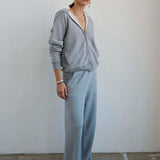 The Wide Leg Terry Trouser in Heather Grey