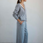 The Wide Leg Terry Trouser in Heather Grey