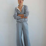 The Wide Leg Terry Trouser in Heather Grey
