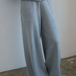 The Wide Leg Terry Trouser in Heather Grey