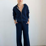 The Wide Leg Terry Trouser in Navy