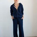 The Wide Leg Terry Trouser in Navy