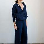 The Wide Leg Terry Trouser in Navy