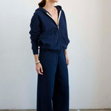 The Wide Leg Terry Trouser in Navy