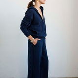 The Wide Leg Terry Trouser in Navy