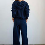 The Wide Leg Terry Trouser in Navy