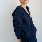 The Wide Leg Terry Trouser in Navy