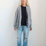 The Welt Pocket Cashmere Cardigan in Light Heather