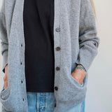 The Welt Pocket Cashmere Cardigan in Light Heather