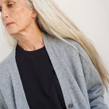 The Welt Pocket Cashmere Cardigan in Light Heather