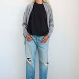 The Welt Pocket Cashmere Cardigan in Light Heather