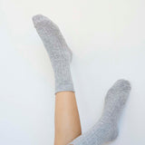 Ribbed Crew Socks in Light Heather