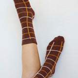 Windowpane Crew Socks in Acorn