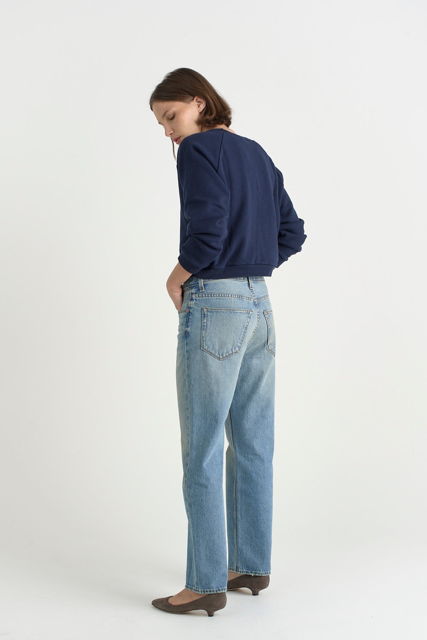 The Slouch in Worn Indigo. On body back side - Jamie Haller