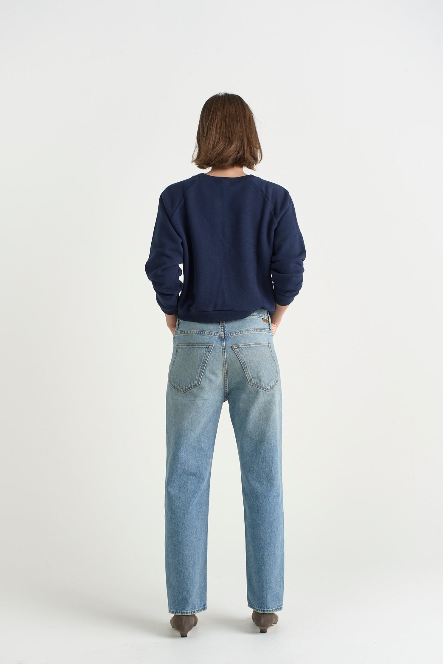 The Slouch in Worn Indigo. On body back - Jamie Haller