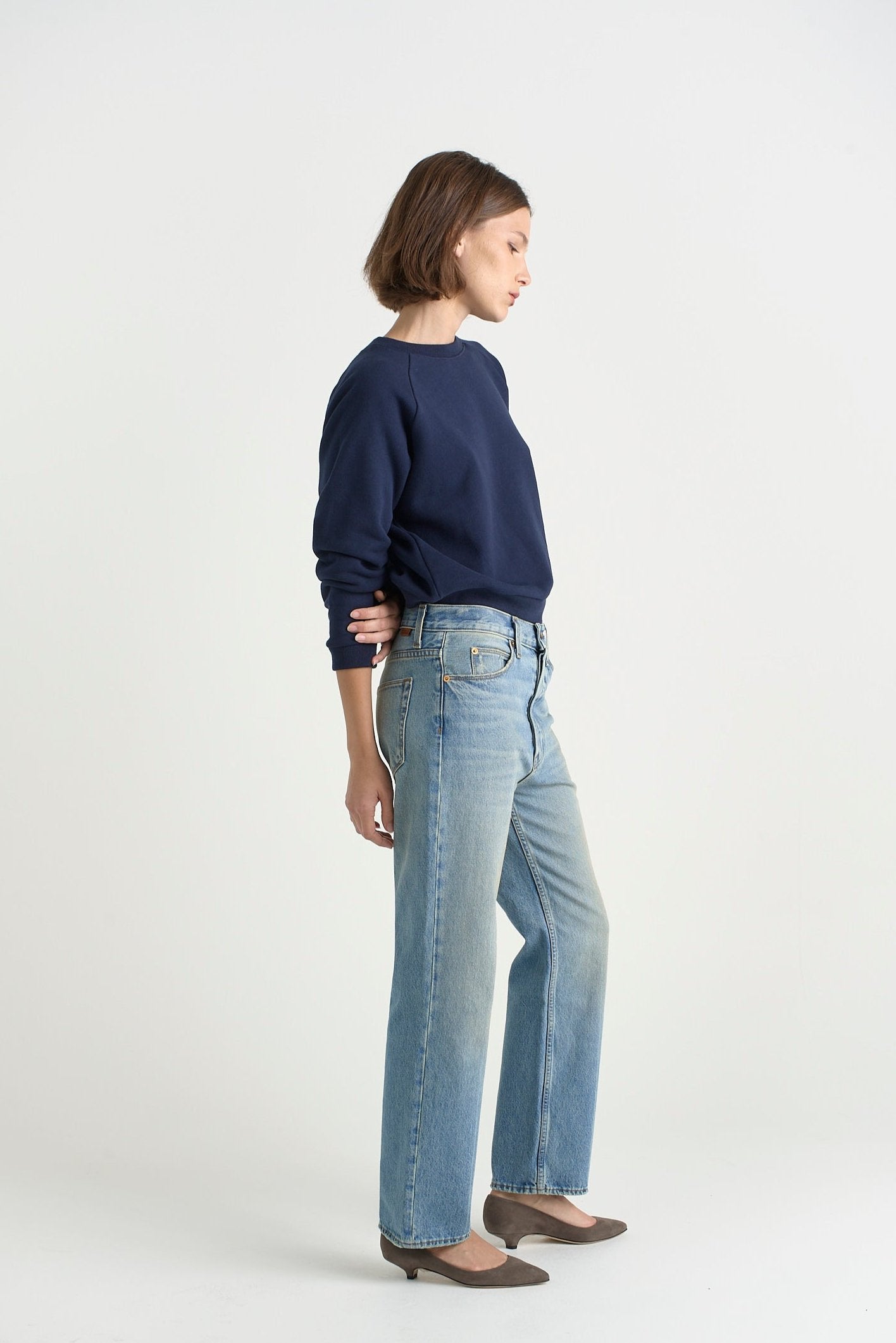 The Slouch in Worn Indigo. On body side - Jamie Haller