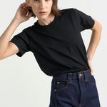 The Chameleon Tee in Black. On body front - Jamie Haller