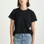 The Chameleon Tee in Black. On body front - Jamie Haller