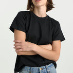 The Chameleon Tee in Black. On body front - Jamie Haller