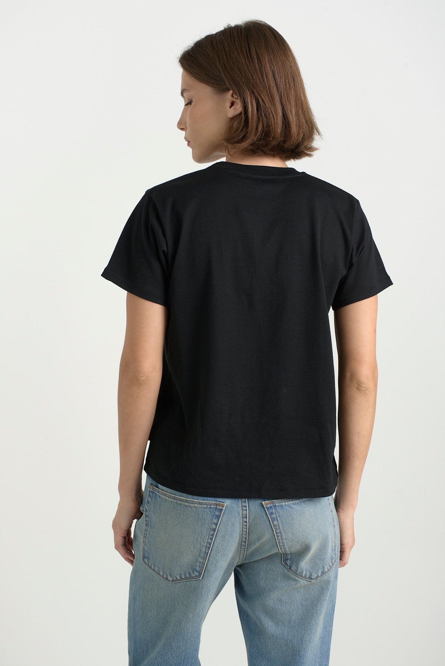 The Chameleon Tee in Black. On body back - Jamie Haller