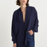 The Essential Silk Blouse in Navy - Jamie Haller