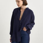 The Essential Silk Blouse in Navy - Jamie Haller