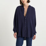 The Essential Silk Blouse in Navy - Jamie Haller