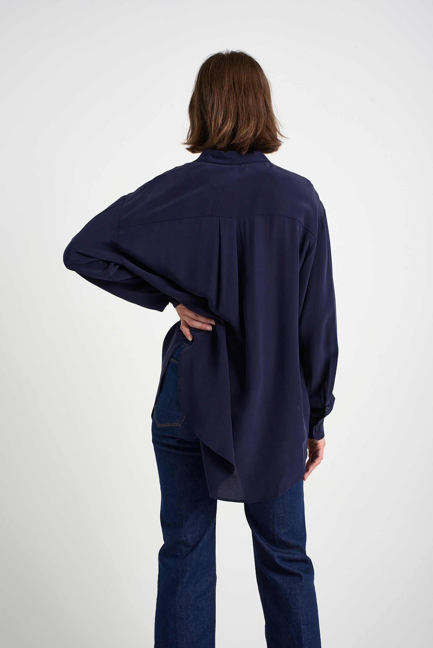 The Essential Silk Blouse in Navy - Jamie Haller