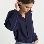 The Essential Silk Blouse in Navy - Jamie Haller