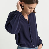 The Essential Silk Blouse in Navy - Jamie Haller