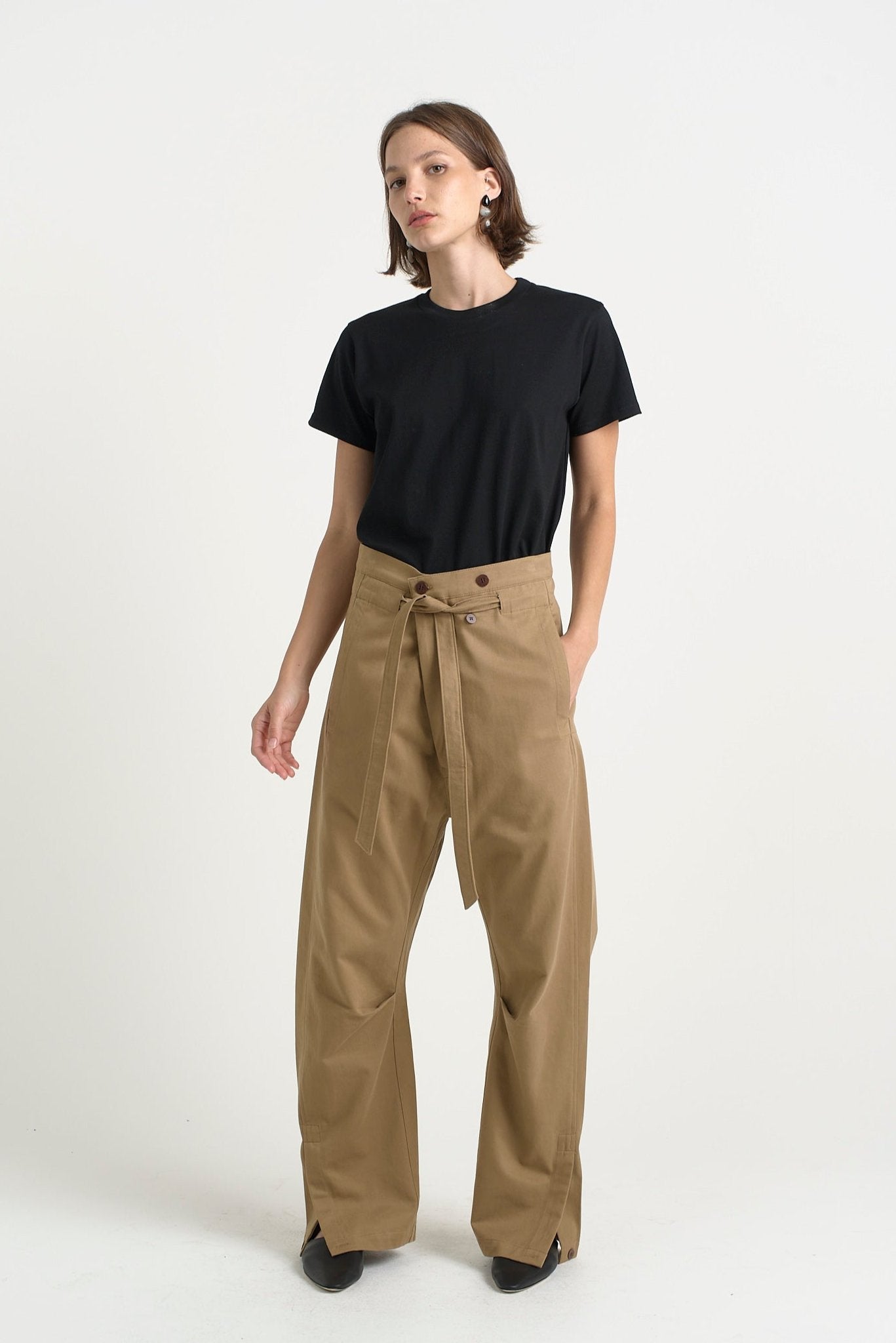The Everything Pant in Chestnut. On body front - Jamie Haller
