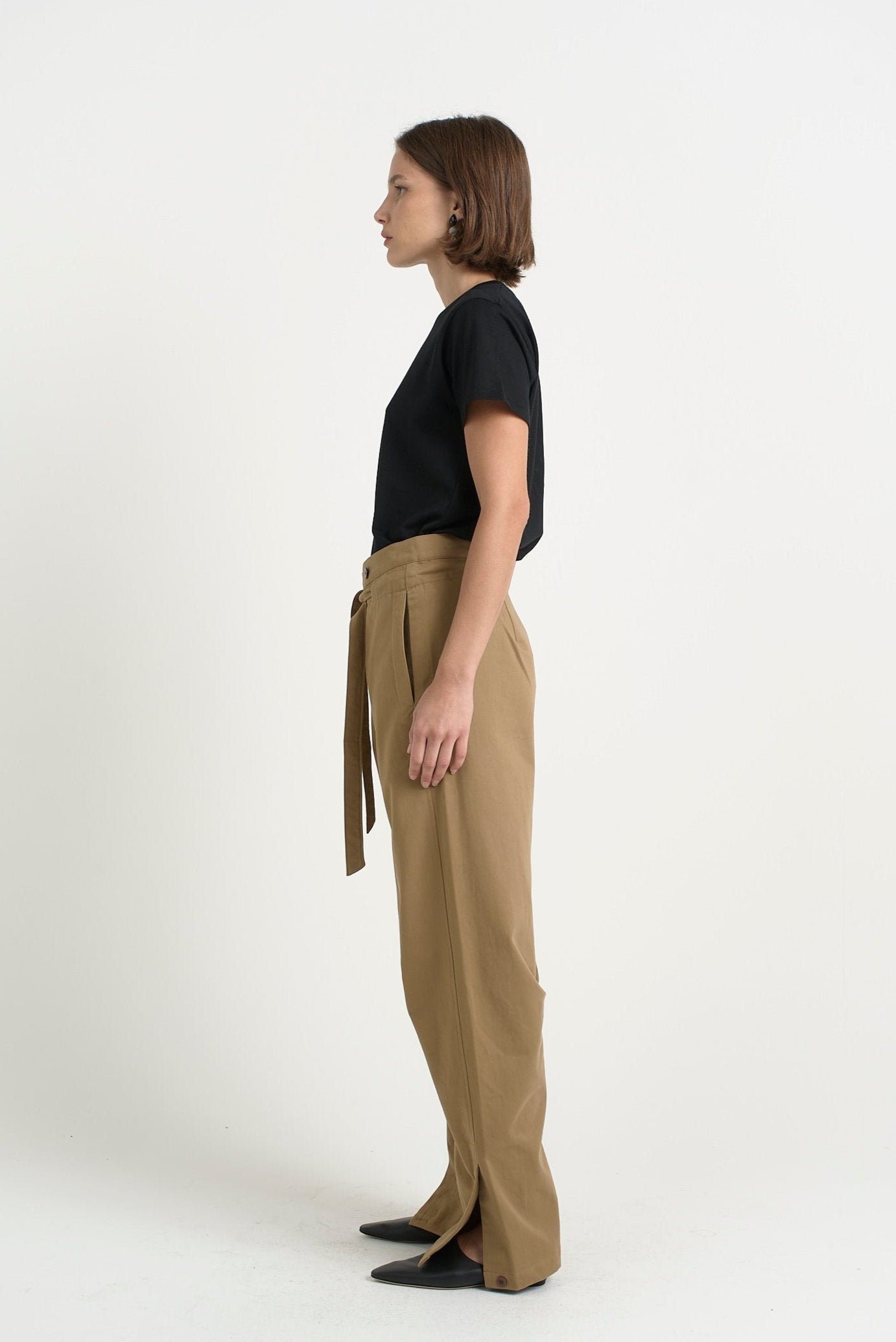The Everything Pant in Chestnut. On body side - Jamie Haller