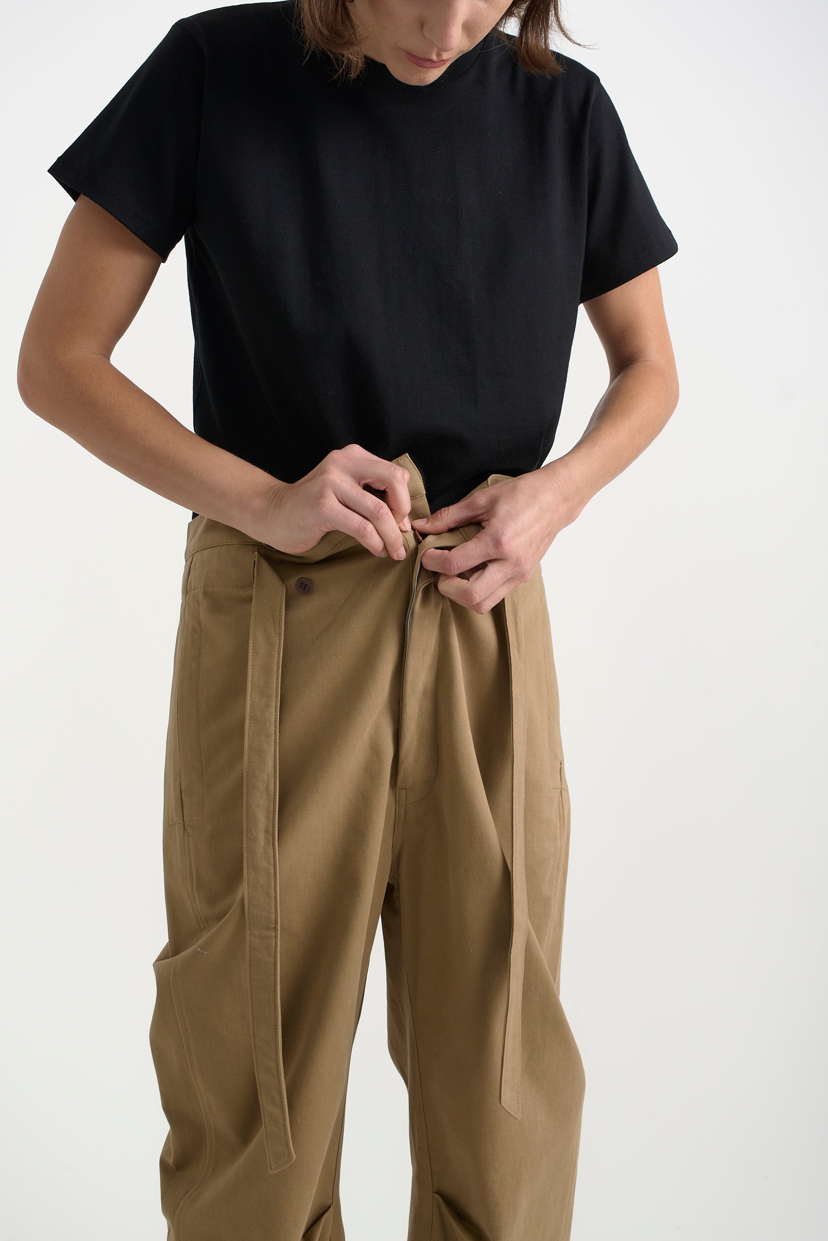 The Everything Pant in Chestnut. On body front - Jamie Haller
