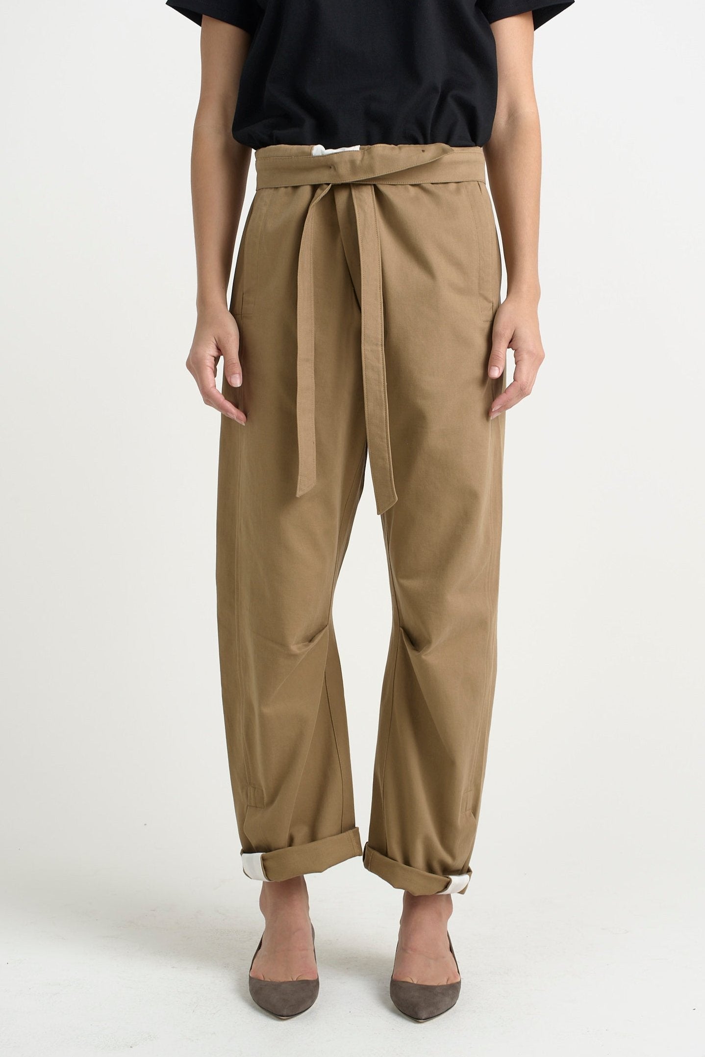 The Everything Pant in Chestnut. On body front - Jamie Haller