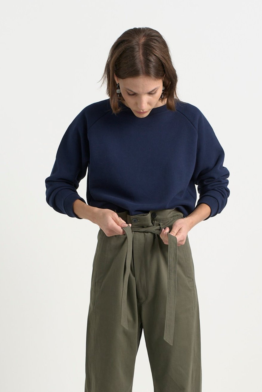 The Everything Pant in Olive. On body front - Jamie Haller