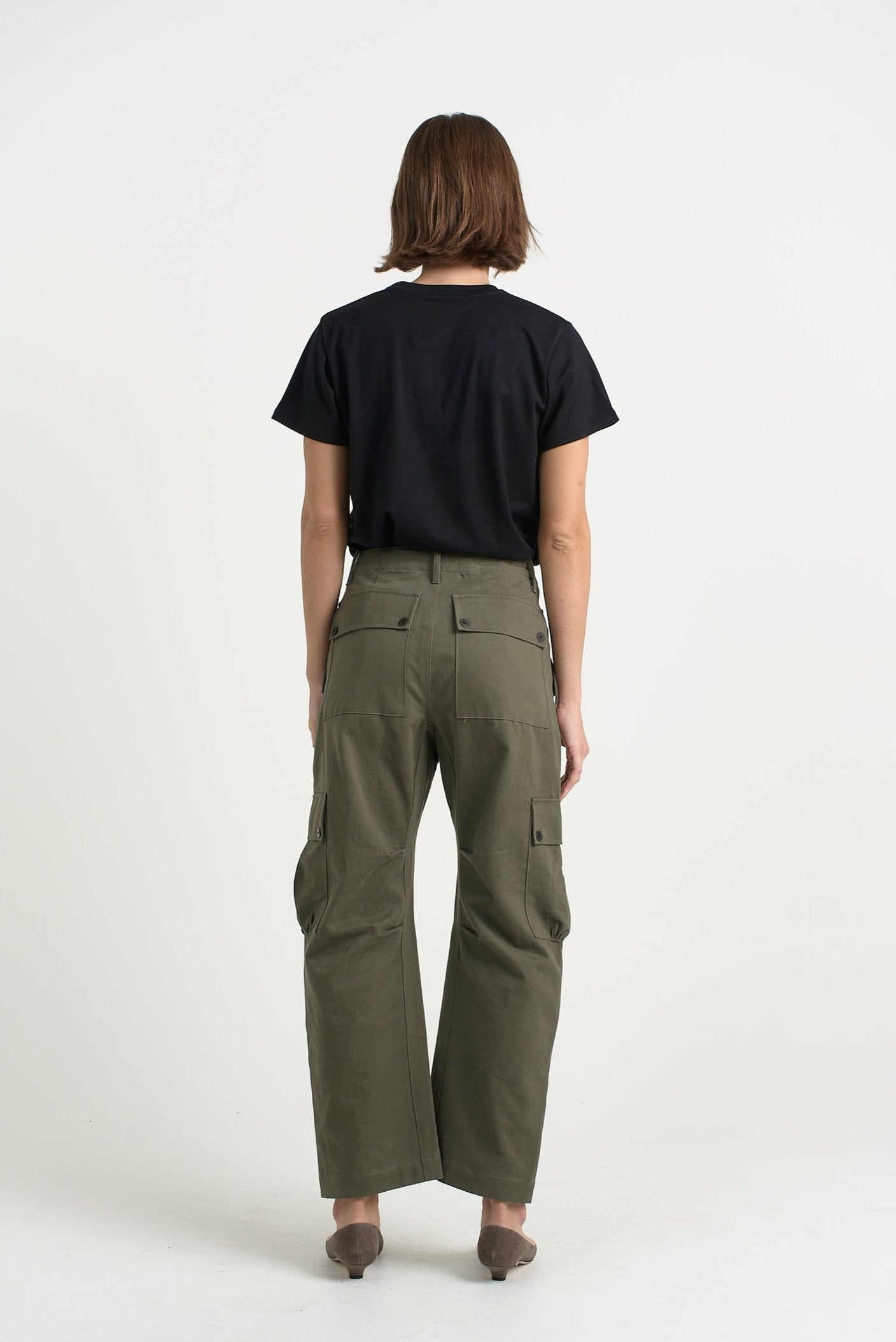The Fatigues in Olive. On body back - Jamie Haller