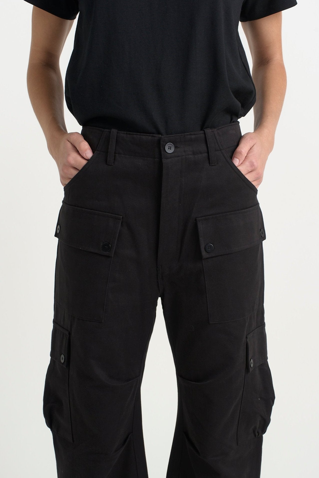 The Fatigues in Black. On body front - Jamie Haller
