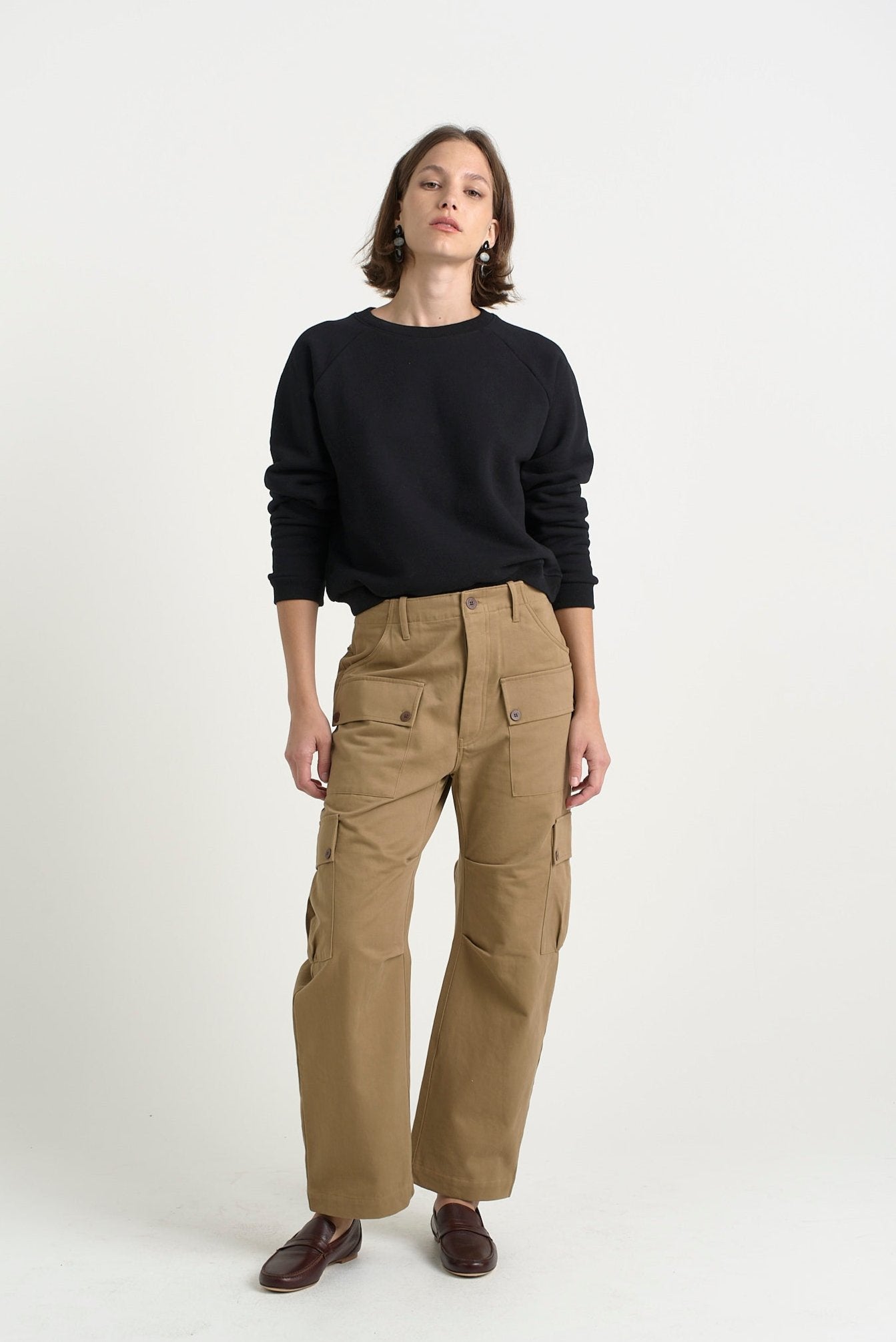 The Fatigues in Chestnut. On body front - Jamie Haller
