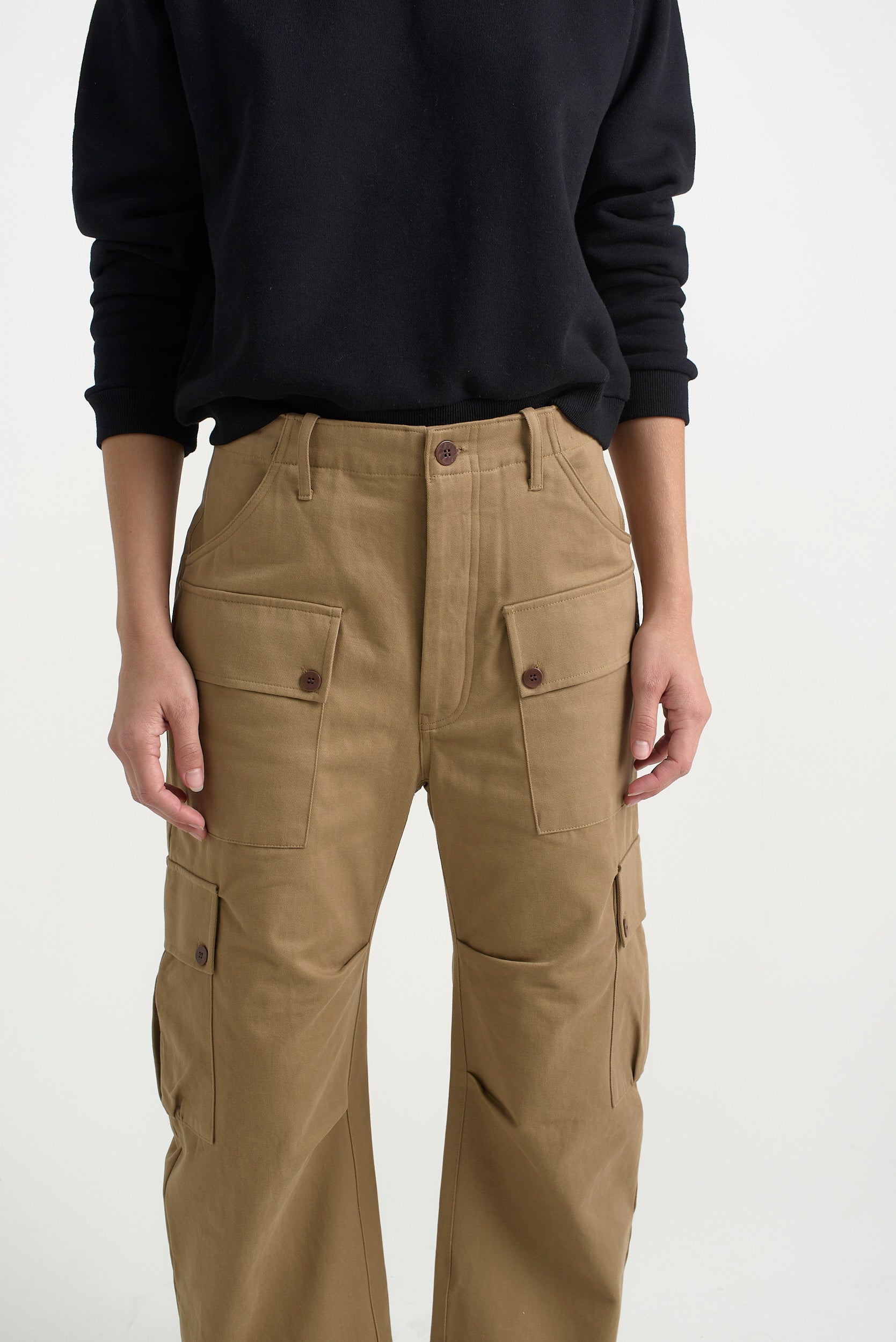 The Fatigues in Chestnut. On body front - Jamie Haller