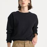 The Daily Sweatshirt in Black. On body front - Jamie Haller