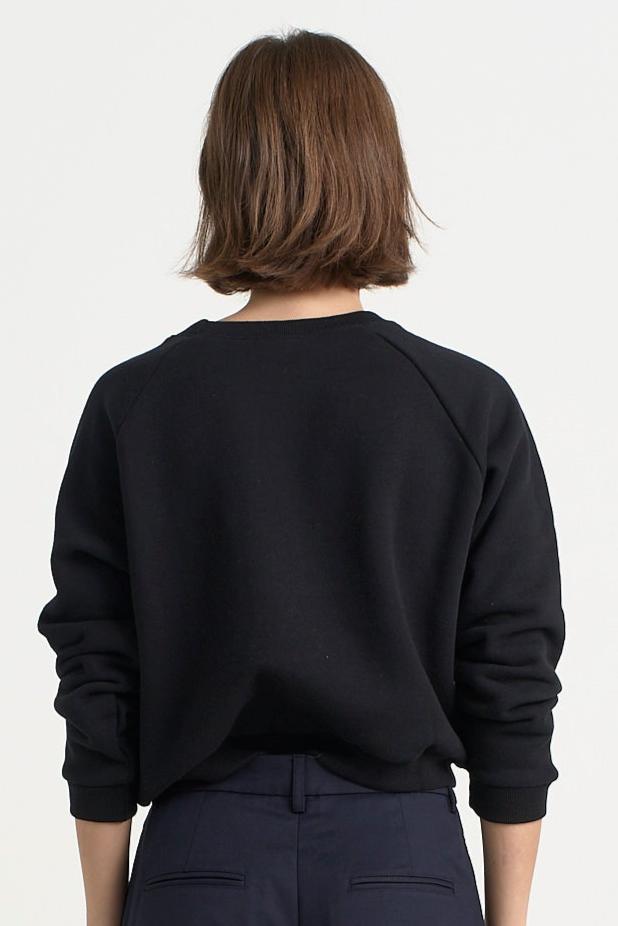 The Daily Sweatshirt in Black. On body back - Jamie Haller