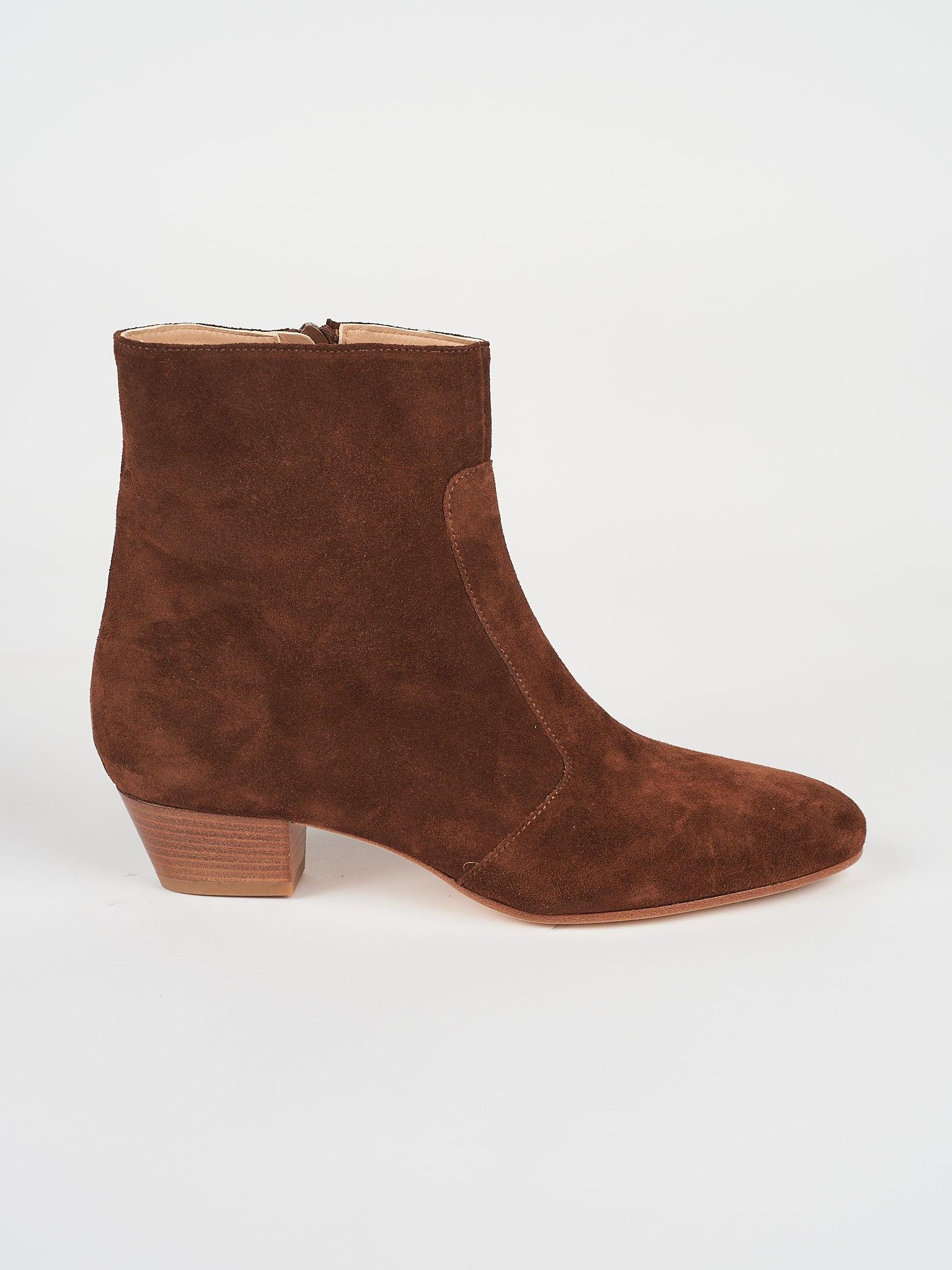 The Beatnik in Chocolate Suede Side Outside View